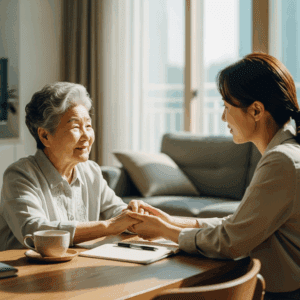 따뜻한 대화와 손길의 순간